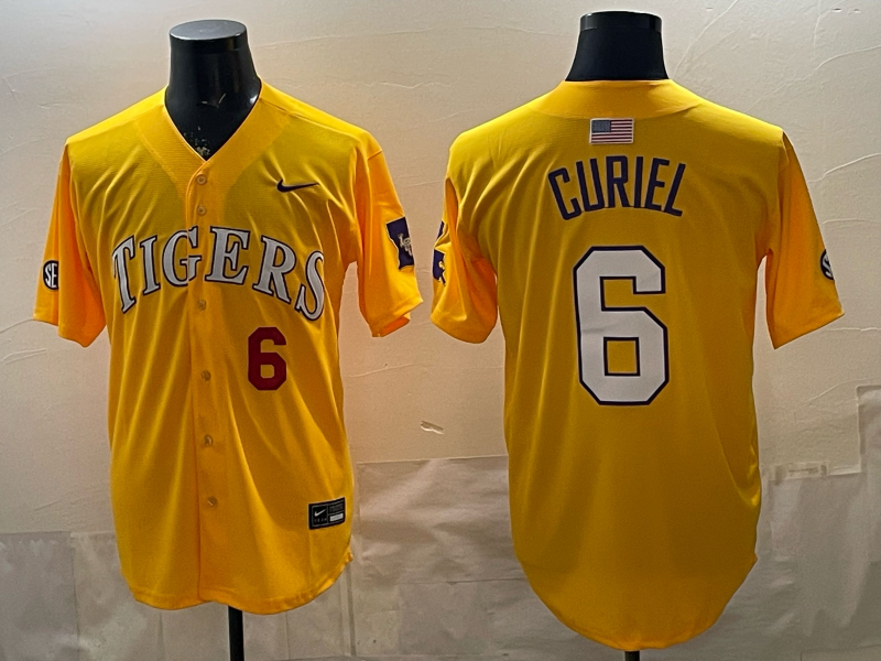 Men 2025 Clemson Tigers #6 Curiel Yellow  Nike NCAA Jersey 001->ncaa teams->NCAA Jersey